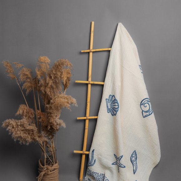 ICONIUM Luxury Sea shell printed, muslin Peshtemal for women - Picture 7 of 7